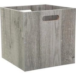 Opbergmand/kastmand 29 liter grijs/greywash van hout 31 x 31 x 31 cm - Opbergkisten