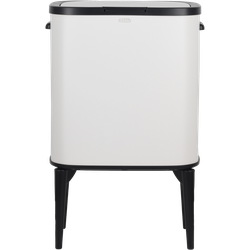 Luzzo® New York Push Prullenbak Afvalscheiding 2 Vakken - Afvalscheidingsprullenbak 18 ltr - Wit
