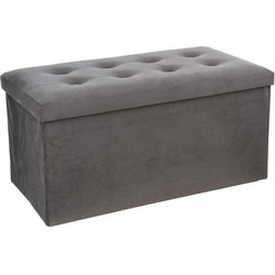 Atmosphera Poef/hocker/voetenbankje - opbergbox - zilvergrijs - PU/MDF - 76 x 38 x 38 cm - Poefs