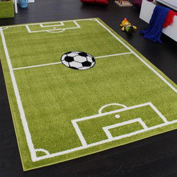 Kindervloerkleed - Eceria - Voetbalveld - Groen - 240x320 cm