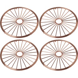 Set van 4x stuks ronde pannen onderzetters van metaal koper 20 cm - Panonderzetters