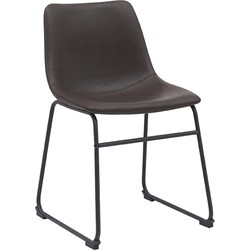 LABEL51 Eetkamerstoel Risto - Donkerbruin - PU-Leder - Black Frame
