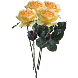 4 x Kunstbloemen steelbloem geel roos Simone 45 cm - Kunstbloemen