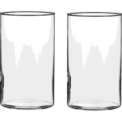2x mica decorations vaas - cilinder - helder - glas - d12 x h20 cm - Vazen