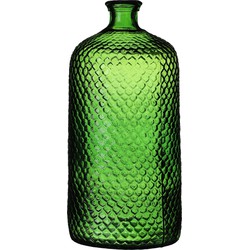 Natural Living Bloemenvaas Scubs Bottle - groen geschubt transparant - glas - D18 x H42 cm - Vazen