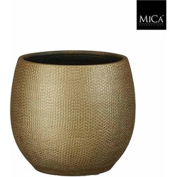 Mica Decorations Bloempot Porto - 17x17x17 cm - Terracotta - Goud,Metallic