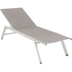 DKS lounger Quaoar aluminium grijs wit texileen - ligstoel tuin