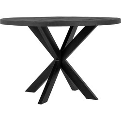 Eettafel Zwart Rond - Mangohout - Ø130 cm - Eljero - Giga Meubel