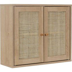 Hangkastje Bali Rattan - Wand Badkamerkast Hangend met Rattan - Bruin