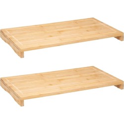 2x Stuks grote snijplank/serveerplank op pootjes rechthoek 52 x 28 cm van bamboe hout - Snijplanken