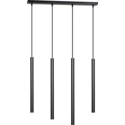 minimalistische hanglamp Longo Zwart 4-lichts