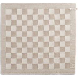 Knit Factory Gebreide Keukendoek - Keukenhanddoek Block - Ecru/Linnen - 50x50 cm