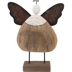 Clayre & Eef Decoratie Beeld Engel Bruin Hout