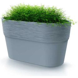 Prosperplast Plantenpot/bloempot Windsor - kunststof - lichtgrijs - L28 x B15 x H15 cm - Plantenpotten