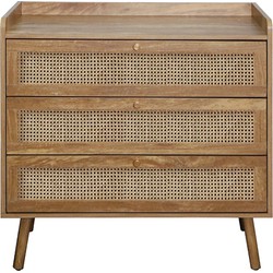 Ladekast met 3 lades en fronten van natuurlijk rotan L80 cm - PALMO