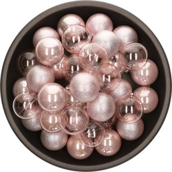 Decoris kerstballen - 25x stuks - 6 cm - kunststof -lichtrozeA - Kerstbal