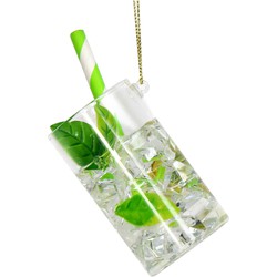 Ornament kerstbal Cocktail Mojito glas Helder 9 cm