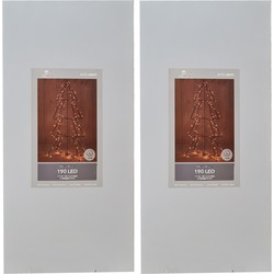 Set van 2x stuks verlichte zwarte 3D lichtbomen/metalen bomen/kerstbomen met 190 led lichtjes 117 cm - kerstverlichting figuur