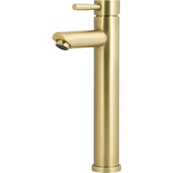 Luzzo® Como Brushed Brass Hoog - RVS Wastafelkraan Hoog - Goudkleurig