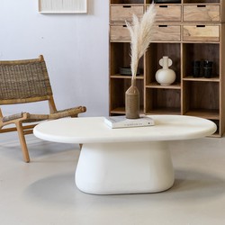 Salontafel Ovaal - Betonlook - Beige - 140cm - Tafel Romy