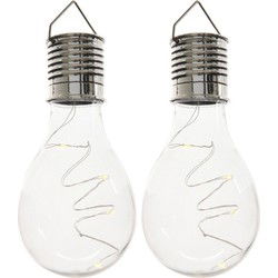 Lumineo solar hanglamp bol/peertje - 2x - transparant - kunststof - 14 cm - Buitenverlichting
