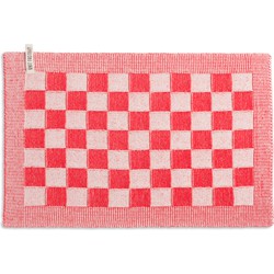 Knit Factory Gebreide Placemat - Onderlegger Block - Ecru/Rood - 50x30 cm