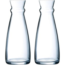 2x stuks glazen schenkkan/karaf 1 liter - Schenkkannen