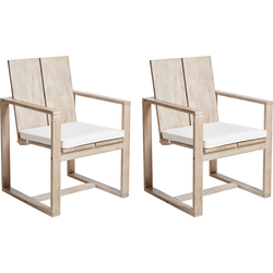 AZZANELLO - Tuinstoel set van 2 - Gebroken wit - Acaciahout