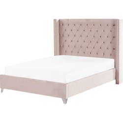 LUBBON  - Tweepersoonsbed - Pastelroze - 140 x 200 cm - Fluweel
