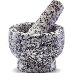 Vijzel met stamper graniet grijs D9 x H6,5 cm - Vijzel en mortier
