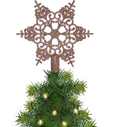 Kerstboom piek open kunststof kerst ster lichtroze met glitters H19 cm - kerstboompieken