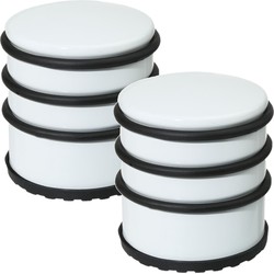 2x Stuks ronde deurstopper wit 7 x 7,5 cm van metaal - Deurstoppers