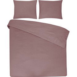 DoubleDry Dekbedovertrek 100% Natuurlijk Katoen - Lits Jumeaux 240x200/220 cm + 2 Kussenslopen - Ademend & Zacht - Oud Roze