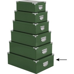 5Five Opbergdoos/box - groen - L48 x B33.5 x H16 cm - Stevig karton - Greenbox - Opbergbox