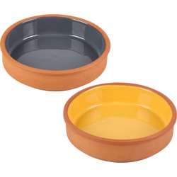 Urban Living Tapas/sauzen/hapjes serveer schaaltjes set - 2x stuks - terracotta - 16 x 4 cm p/st - Snack en tapasschalen