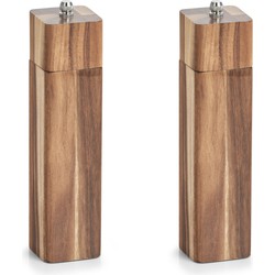 2x Peper/zout molens van hout 21 cm - Peper en zoutstel