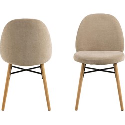Eetkamerstoel Beige - Zithoogte 46cm - 54x46x82,5cm - Sofie - Set van 2