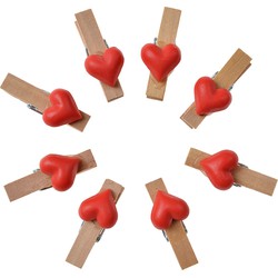 Clayre & Eef Decoratieve Knijpers 3x2 cm Rood Hout Hartjes