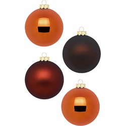 Inge Christmas Kerstballen - 12st - glas - kastanje bruin - 8 cm - Kerstbal