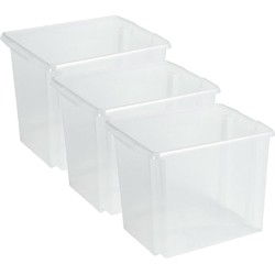 Sunware Opslagbox - 3 stuks - kunststof 45 liter transparant 45 x 36 x 36 cm - Opbergbox