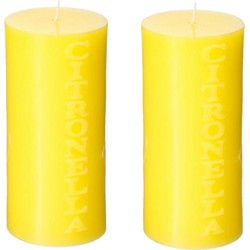 2x stuks Citronella stomp kaarsen 64 branduren geel - geurkaarsen