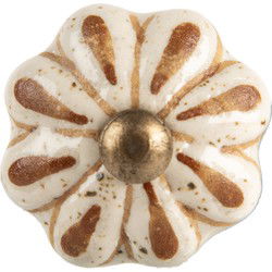 Clayre & Eef Deurknop Ø 4x3 cm Beige Keramiek