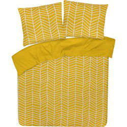 DoubleDry Dekbedovertrek My Design 100% katoen - Eenpersoons 140x200 cm + 1 Kussensloop - pattern geel