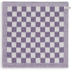 Knit Factory Gebreide Keukendoek - Keukenhanddoek Block - Ecru/Violet - 50x50 cm