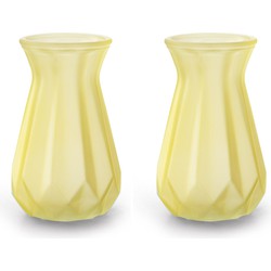 2x Stuks Bloemenvazen - geel/transparant glas - H15 x D10 cm - Vazen