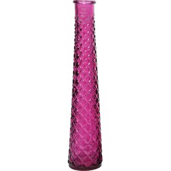 Vaas/bloemenvaas van gerecycled glas - D7 x H32 cm - roze - Vazen