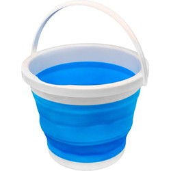 Concorde emmer opvouwbaar - 5L - blauw/wit - kunststof en rubber - Emmers