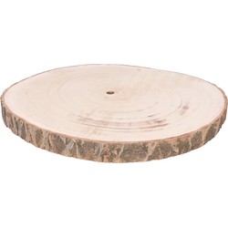 HBX Natural Living Kaarsenbord/decoratie dienblad - houten boomschijf - D39 x H3 cm - Kaarsenplateaus