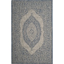 Safavieh Contemporary Indoor/Outdoor Woven Area Rug, Courtyard Collection, CY8751, in Light Grey & Blue, 201 X 290 cm