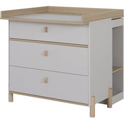 Commode met kleine lichte grijze boekenkast Eliott - Franse fabricage